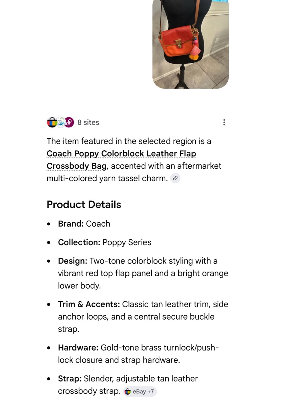 Coach Colorblock FlapTwo-Tone Red and Orange Leather Crossbody - Picture 15 of 15